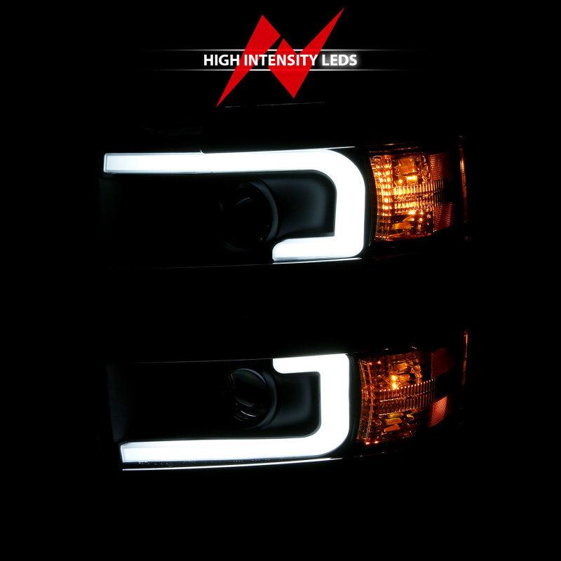 ANZO 2015-2016 Chevrolet Silverado Projector Headlights w/ Plank Style Design Black w/ Amber | Too Fast Autoparts | Order Online | Canada & USA Shipping