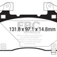 EBC 14+ Cadillac CTS Vsport 3.6 Twin Turbo Redstuff Front Brake Pads