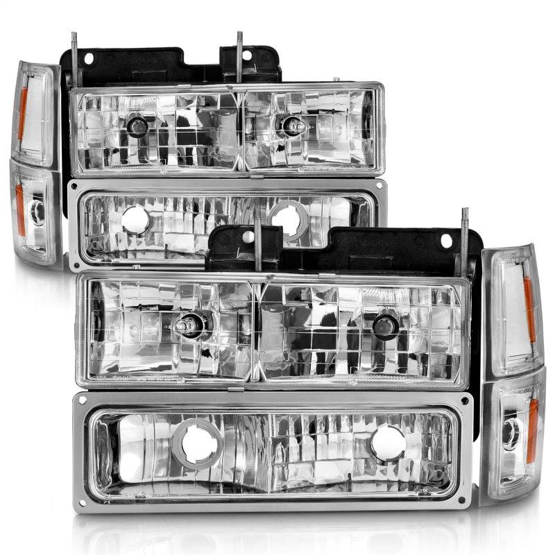 ANZO 88-98 Chevrolet C1500 Crystal Headlights Chrome w/ Signal and Side Marker Lights | Too Fast Autoparts | Order Online | Canada & USA Shipping