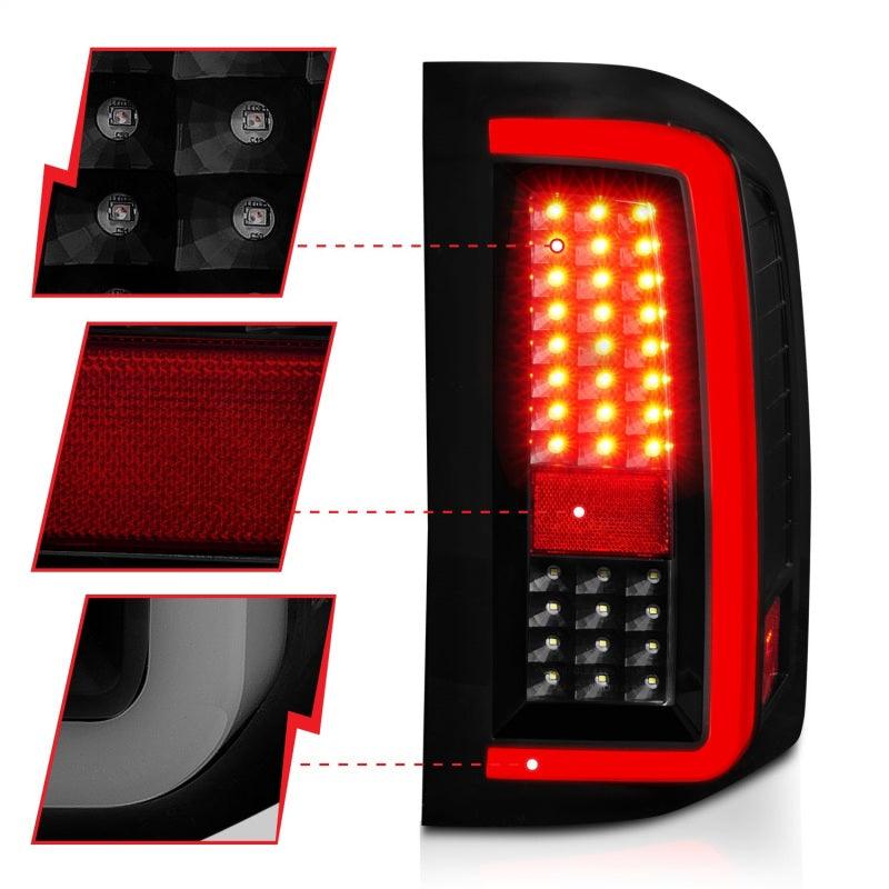 ANZO 2007-2013 Chevrolet Silverado1500/ 2500/ 3500 LED Tail Lights w/ Light Bar Black Housing Smoke | Too Fast Autoparts | Order Online | Canada & USA Shipping