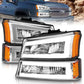 ANZO 2003-2006 Chevrolet Silverado 1500 Crystal Headlights w/ Light Bar Chrome Housing | Too Fast Autoparts | Order Online | Canada & USA Shipping