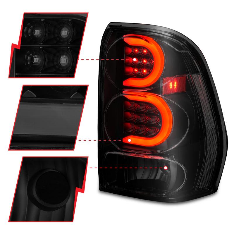 ANZO 2002-2009 Chevrolet Trailblazer LED Tail Lights w/ Light Bar Black Housing Smoke Lens | Too Fast Autoparts | Order Online | Canada & USA Shipping