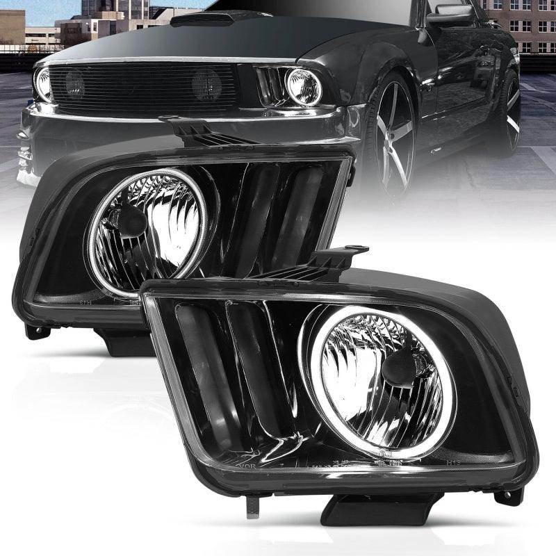 ANZO 2005-2009 Ford Mustang Crystal Headlights w/ Halo Black (CCFL) | Too Fast Autoparts | Order Online | Canada & USA Shipping