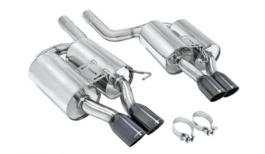 BMW E60 M5 2005-2010 - Supremo Exhaust System - Black Chrome Rolled Tips - MR-ABE-BE60M5-BC-R + MR-ABE-BE60M5-BC-L + MIDPIPE-BE60M5