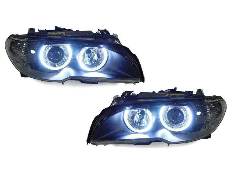 Phares de projecteur avec anneaux Halo pour BMW E46 Série 3 Coupé et Cabriolet (LCI) 