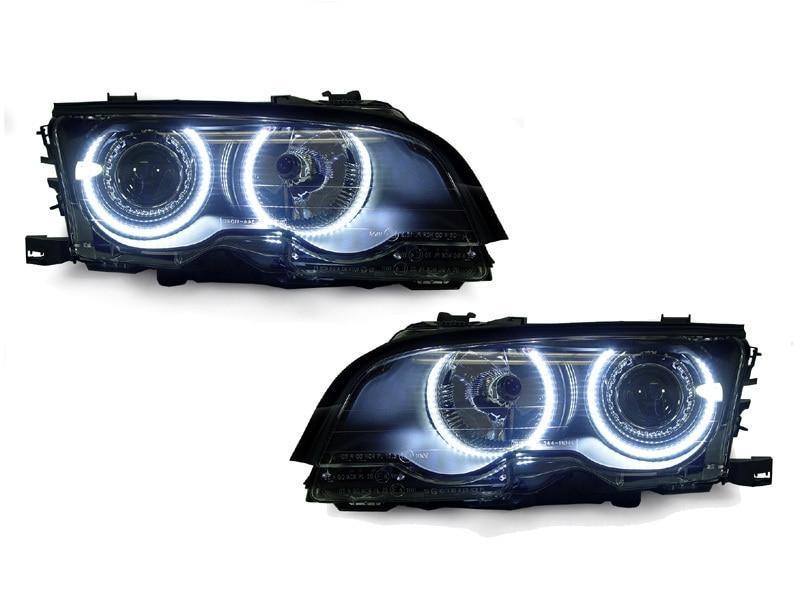 Projector Headlights With Halo Rings for BMW E46 3 Series Sedan and Wagon (LCI) | Too Fast Autoparts | Order Online