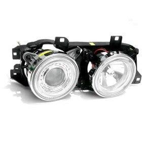 Projector Headlights With Quad Halogen Angel Eyes and Chrome Housing for BMW E30 3 Series