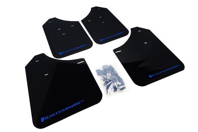 Rally Armor Front & Rear Mud Flaps – Black/Blue Logo – ’08 – 14 Subaru WRX STI Hatchback