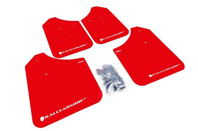 Rally Armor Front & Rear Mud Flaps – Red/White Logo – ’12 – 17 Fiat 500 ABARTH/500T/SPORT