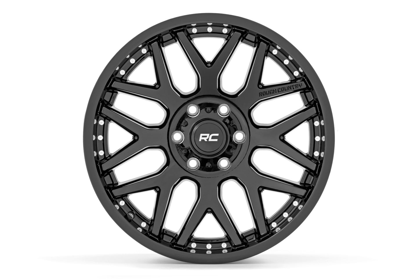 Rough Country 95 Series Wheel | One-Piece | Gloss Black | 22x10 | 8x180 | -19mm